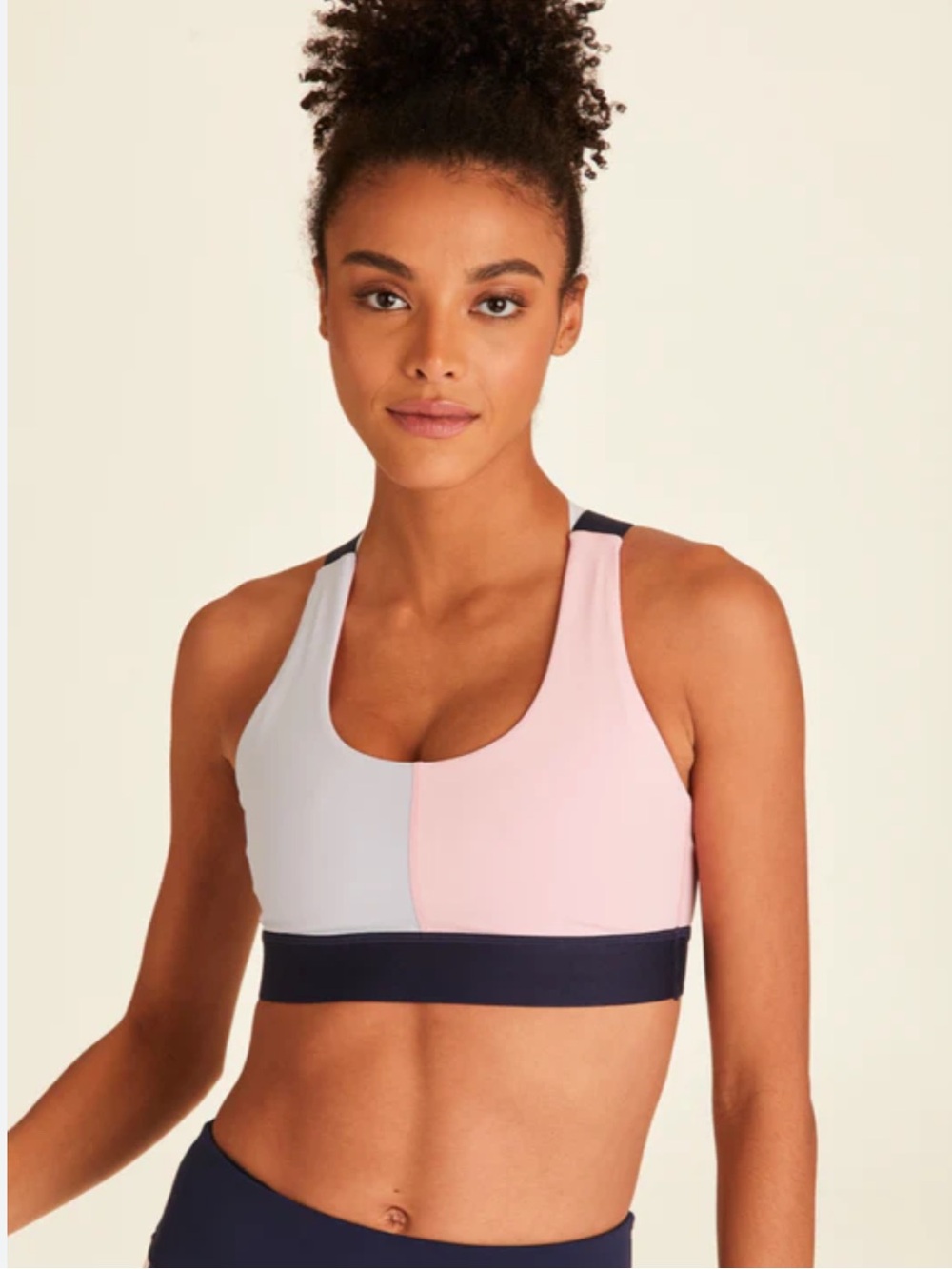 All Fenix Three Stone Colorblock Sports Bra Pink White Grey Size S